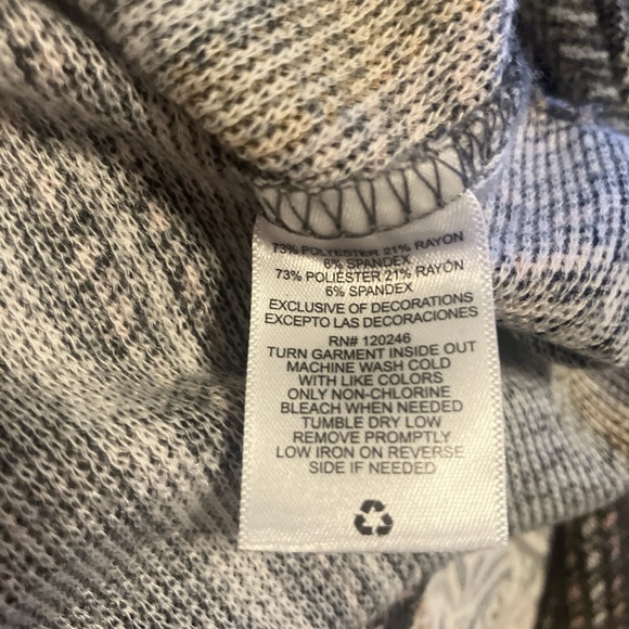 Wallflower Brown and Gray Patterned V-Neck Sweater Hoodie - Picture 6 of 6